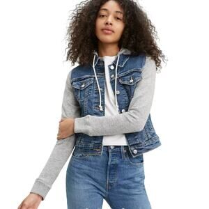 Levi’s Women’s Hybrid Denim Trucker Jacket Size Large Hoodie Sleeves